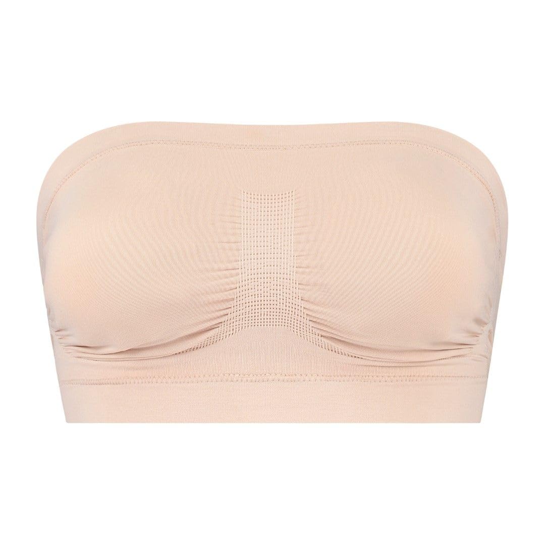 Bye Bra Women's Beige Tubular Bustier Soft Touch Seamless