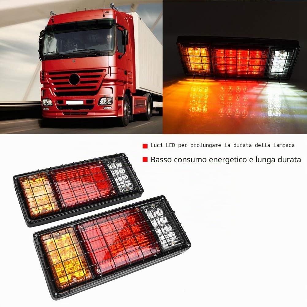 Terisass Fanale Posteriore LED per Rimorchio - 2 Pezzi 12V Stop/Turn/Tail/Freno/Retromarcia 40 LED - Indicatori Luminosi per Rimorchio e Barca