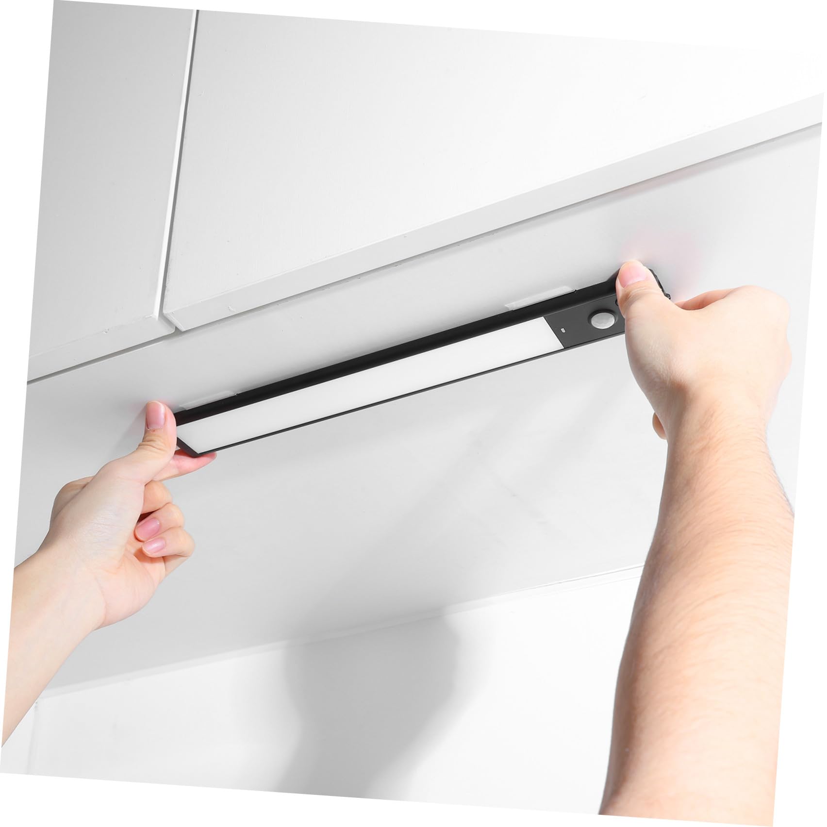 HEMOTON 4 Piezas Luces LED Debajo del Gabinete Sensor de Movimiento, Recargables, Diseño Compacto en Negro, Material de Aleación de Aluminio y Plástico, Ideales para Escaleras y