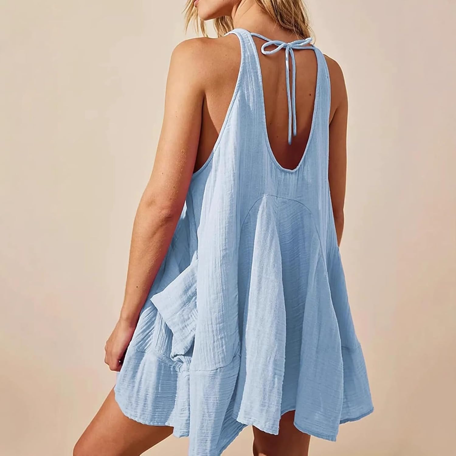Aoleaky Women's Tank Top Dress, Casual Sleeveless Vacation Midi Dress