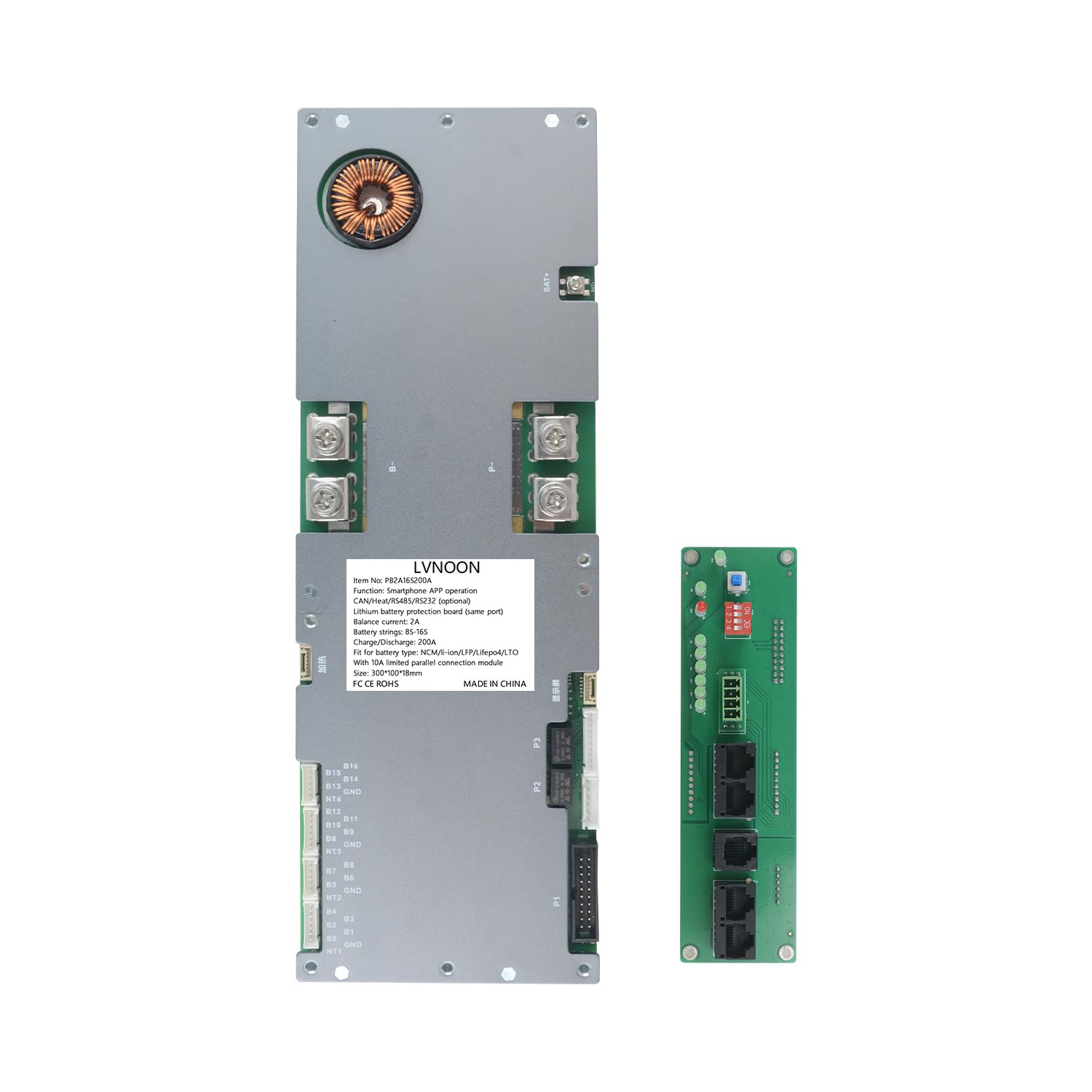 PB1A2A Smart Active Inverter BMS z aplikacją na smartfon, do litowo-jonowego NCM LFP LiFePo4 LTO System zarządzania baterią 7S do 16S 48V 51.2V 100A 150A 200A Home Energy BMS (PB2A16S200A)