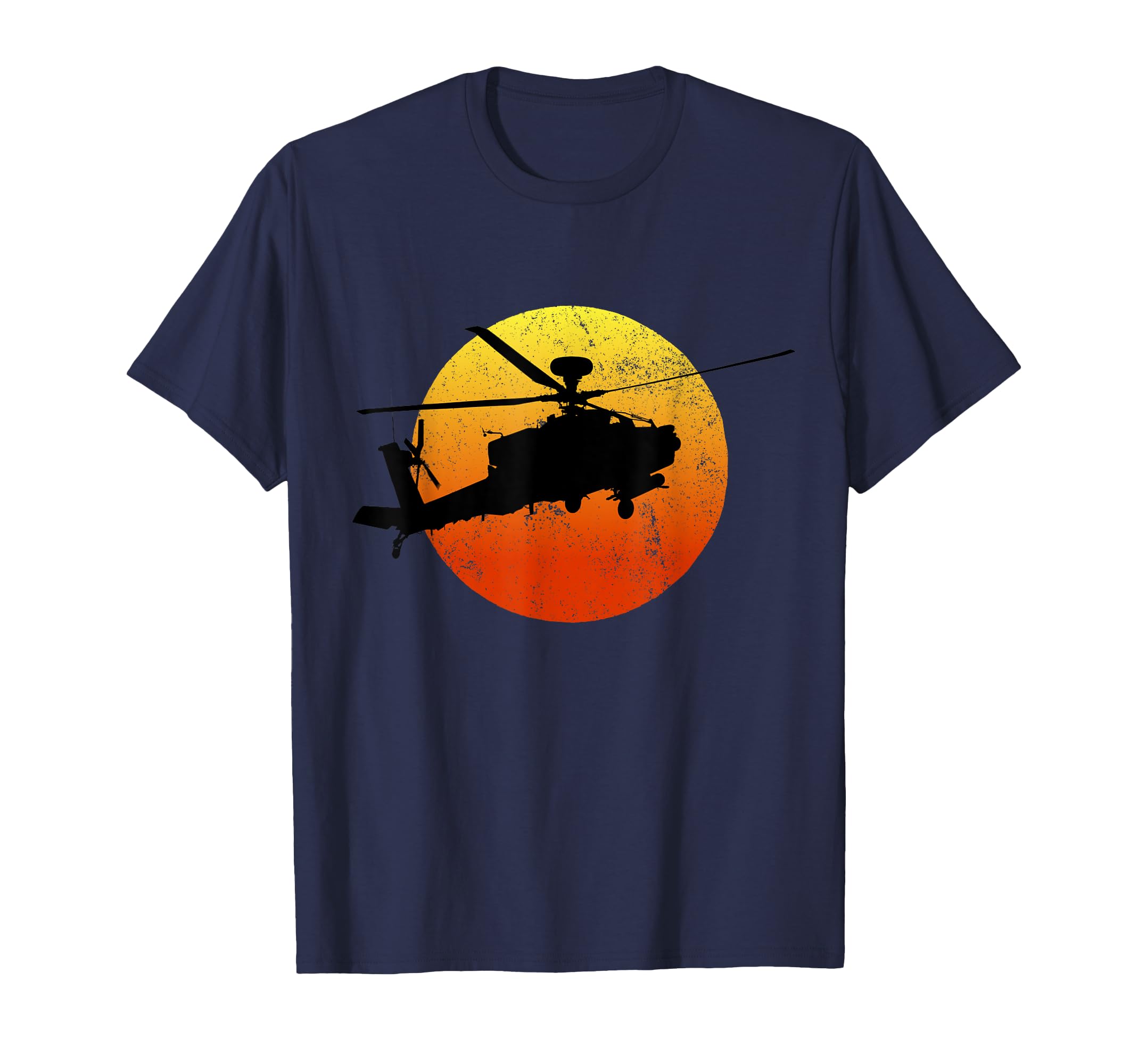 AH-64 Apache Silhouette Sunset Military Helicopter AH64 T-Shirt
