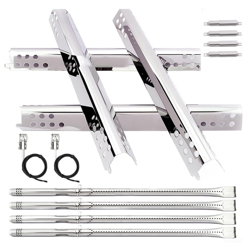Kit di 4 bruciatori per griglie in acciaio inox, per scudi, bruciatori in | 4 fuochi, 4 piastre termiche, 3 tubi, accenditori inclusi, adatto per modelli vantaggio, integrazione senza soluzione di