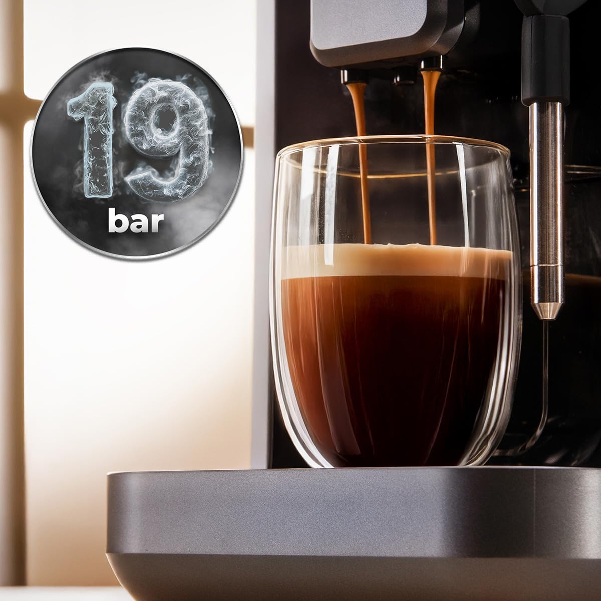 Cecotec Macchina da Caffè Superautomatica Cremmaet Lungo Steam. 19Bar, Thermoblock, 5 Bevande, Vaporizzatore, 5 Livelli di Macinatura, Doppio Braccio, Decalcificazione, Serbatoio Acqua 2L, 280g Caffè
