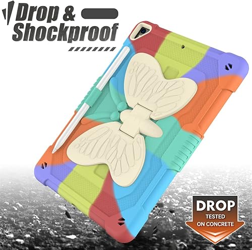 Miniatura 3 de Funda para iPad 987 (10.2 pulgadas modelo 202120202019 987 generación), con alas de mariposa para niños, protección a prueba de golpes, coloridorojo