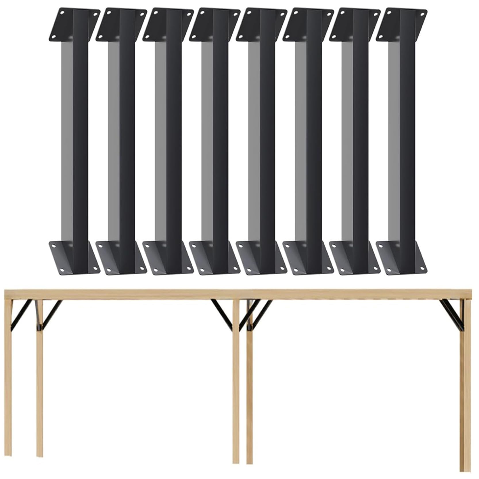 GOUZIBHD Black Roof Riser Beam Bracket, Heavy Duty Connector Brace Bracket Pergola Kit-Wooden Structures Support for Garden, 45-Degree Angle Corner Braces Inside Joint(Size:8PCS)
