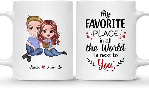 Miniatura 11 de Gossby Taza personalizada para parejas, regalo para esposa, novia, marido, novio con diseño, nombre, San Valentín, aniversario, boda, regalo