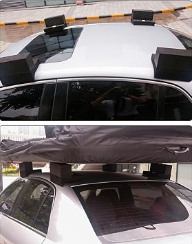 PlayDo Universal Car Soft Roof Rack Detachable Compatible Roof Carrier System Flexible Luggage Support with High Load Capacity Suction Cup Special for Attaching Inflatable Roof Tents, 4 pcs/Set