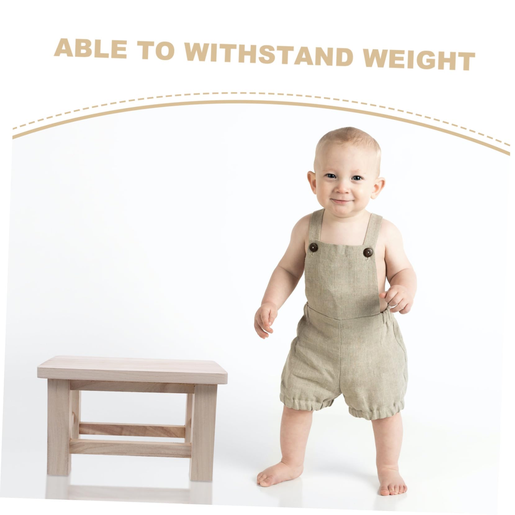DOITOOL Taburetes Bajos Madera de Estilo Chino Compacto Superficie Lisa, Pequeño Taburete para Sentarse Adecuado Hogar en Madera Natural