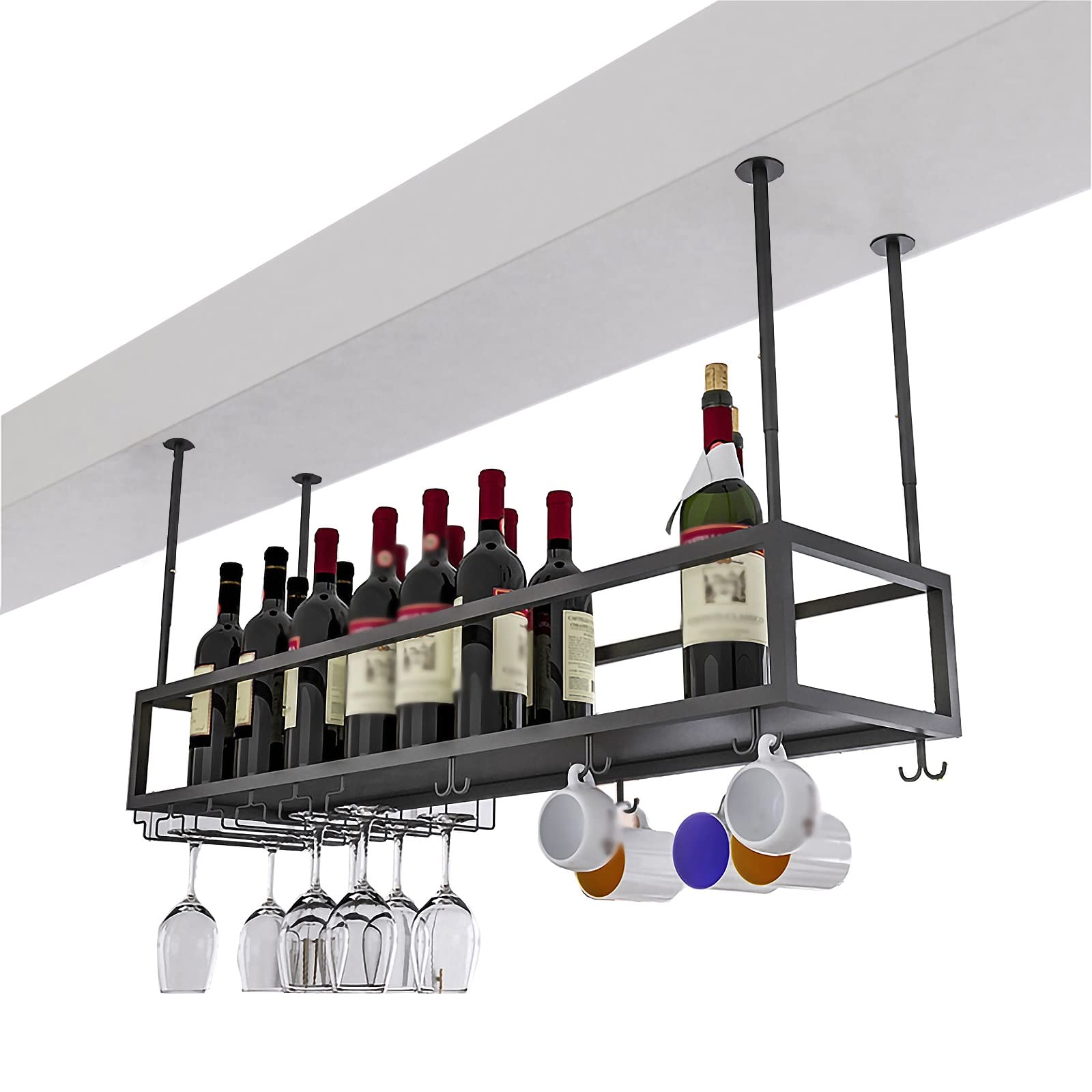 Support bouteille de vin plafond avec hauteur réglable de 11,8 à 23,6"