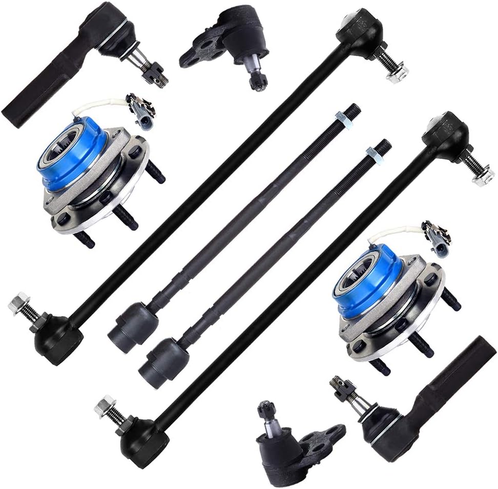 SCITOO 10pcs Front Suspension Kit Wheel Hub Inner Outer Tie Rod End fit 2004-2008 for Pontiac Grand Prix Lower Ball Joint Sway Bar Link