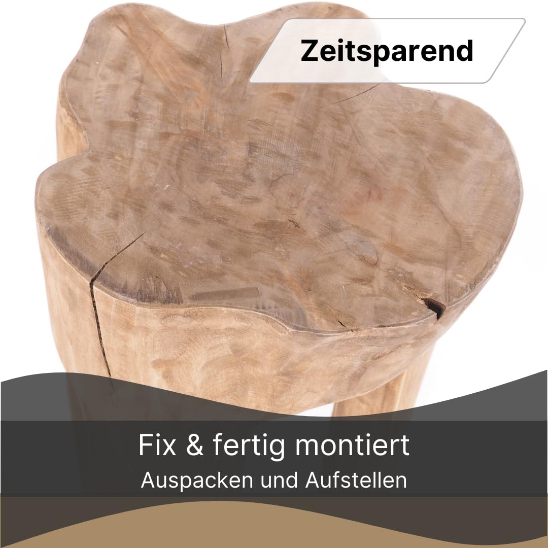 DESIGN DELIGHTS RUSTIKALER BAUMSTAMM HOCKER Log | 41x29x29 cm (HxBxT), Altholz, Natur | Sitzhocker