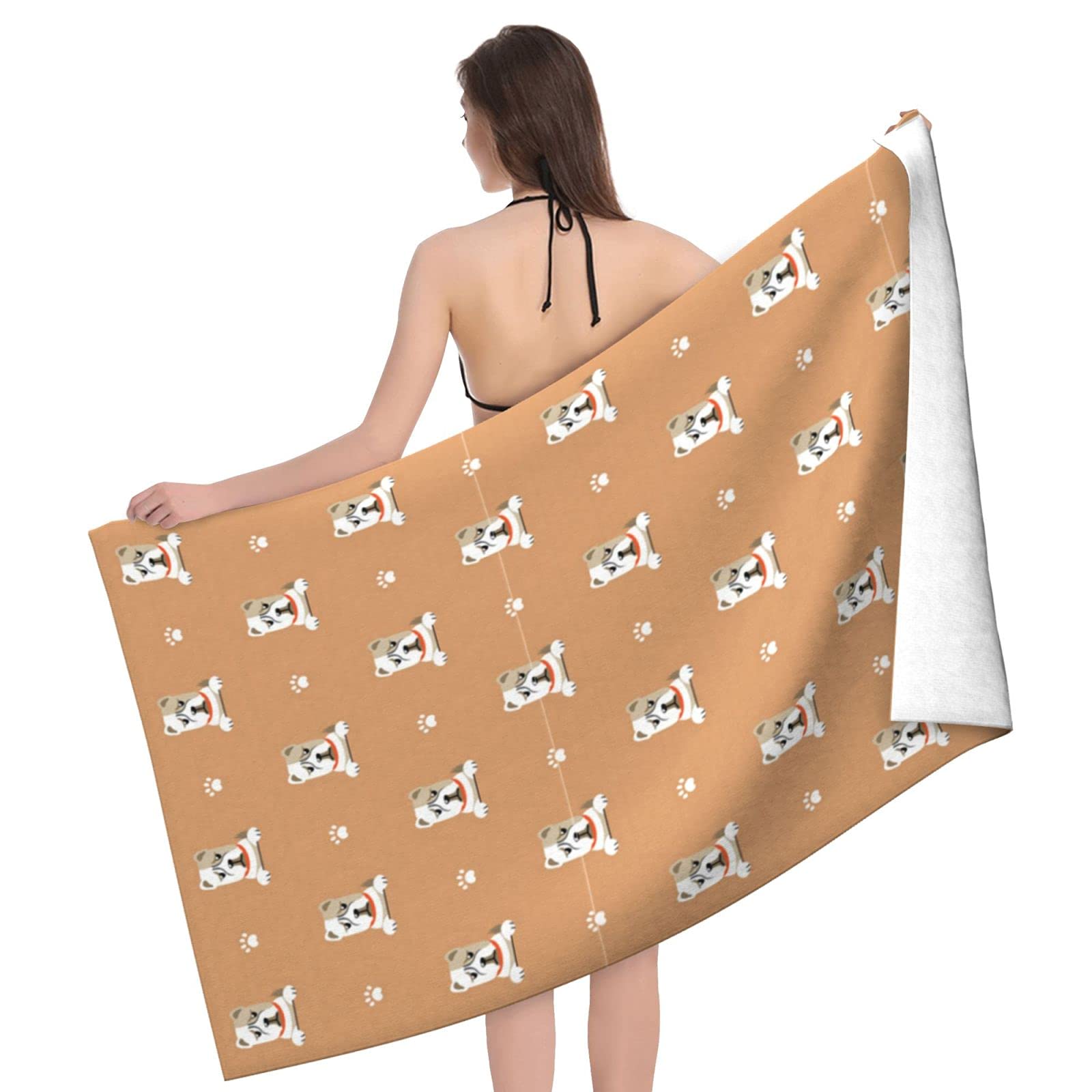 LSRCPD Cartoon Dog Beach Towel Highly Absorbent Microfiber Beach Blanket Soft Bath Towels 80 x 130 cm