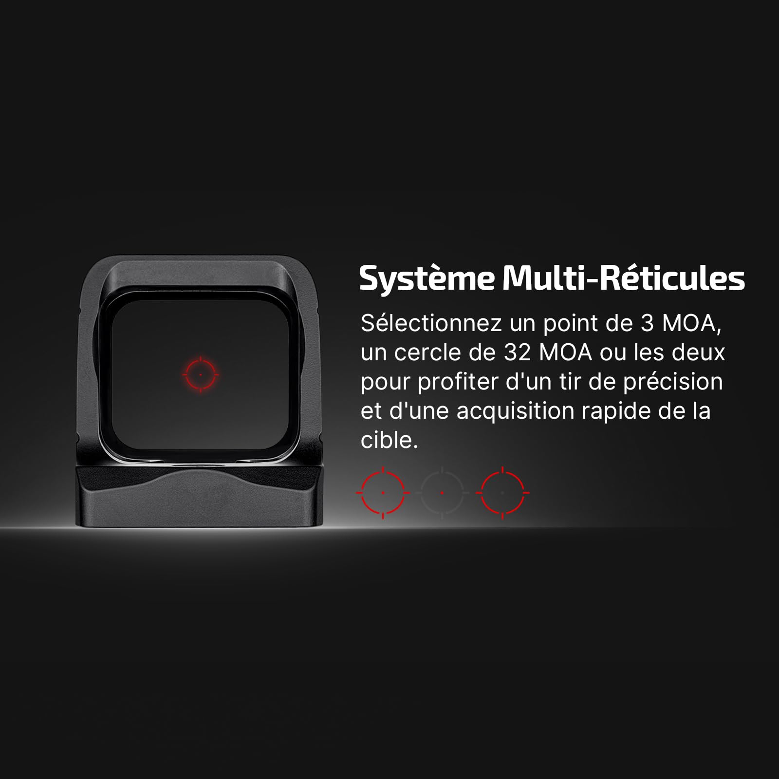 Osight Visée Réflexe Osight X IPX6 USB-C Rechargeable à 3 MOA Dot et 32 MOA Circle Est Une Aide à La Visée Légère pour Les Armes Courtes Utilisées pour La Chasse