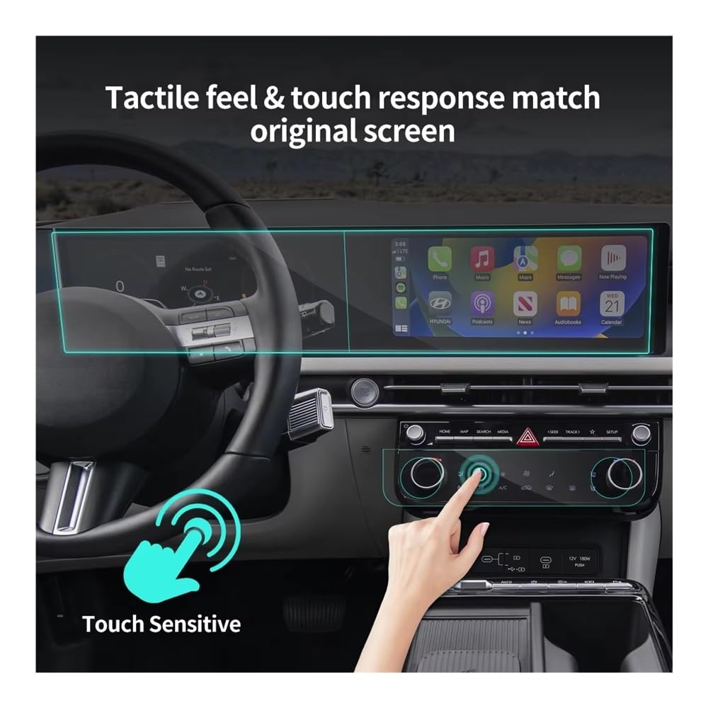 Set di pellicole protettive per Schermo Auto per Hyundai Tucson 2024-2025 Pellicola Protettiva in Vetro temperato per Auto navigatore GPS cruscotto Pannello climatizzatore