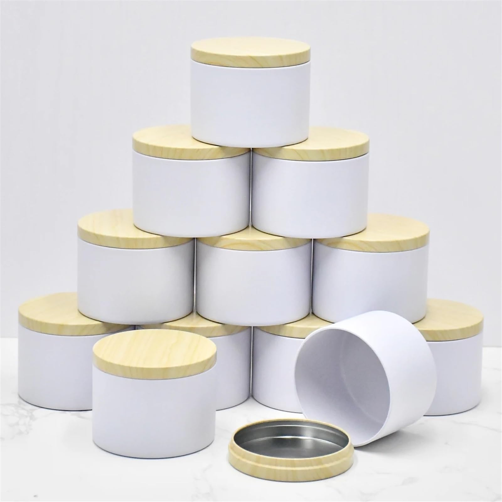 Vasetti per Candele Fai da Te Confezione da 12 barattoli for Candele Neri da 4 Once, esteticamente gradevoli, con coperchi sicuri for la Fabbricazione di Candele(4oz-all White-1)