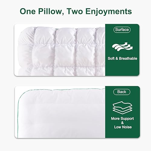 Miniatura 5 de YOUR MOON Almohada de cama de apoyo mullida, tamaño Queen, súper suave relleno alternativo de plumón prémium para dormir, almohadas de cama de