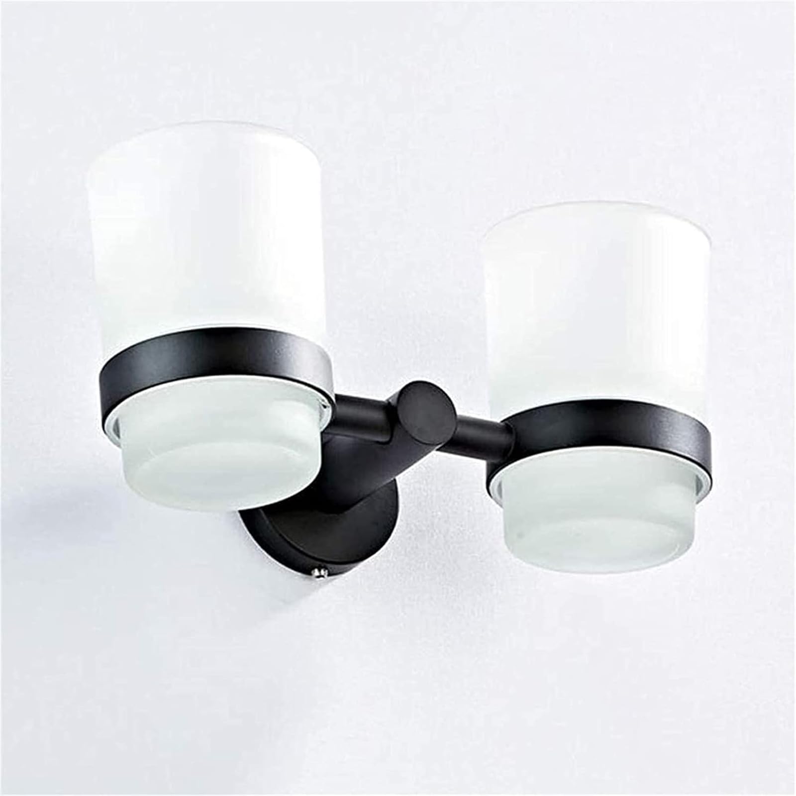 Portaspazzolino da parete nero opaco,con 2 bicchieri per spazzolini da denti in vetro smerigliato, set di portaspazzolino elettrico, accessori da bagno