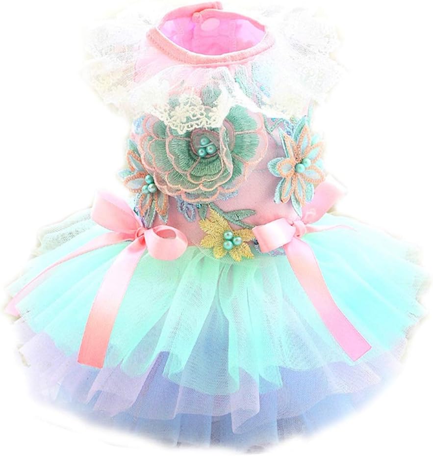 Summer Pet Princess Dresses for Small Dogs Cute Cheap Cats Dog Wedding Dress Skirt Maltese Clothing Mascota Costume Puppy Clothes (Size : Small) (Large)