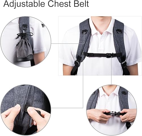 Miniatura 7 de K&F Concept Mochila profesional para cámara, bolsa de fotografía de gran tamaño, compatible con cámara DSLR, color gris