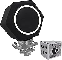 Vista 1 de Escudo de aislamiento de micrófono – Escudo de aislamiento para grabación, bola de aislamiento universal de micrófono con filtro doble pop