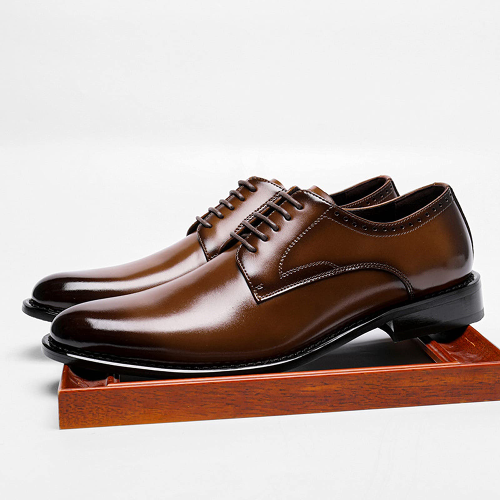 *NEW* Maceoo Brown Checkered Dress Shoes (US Size 8) Amazon.com: WKNBEU Men main image 2