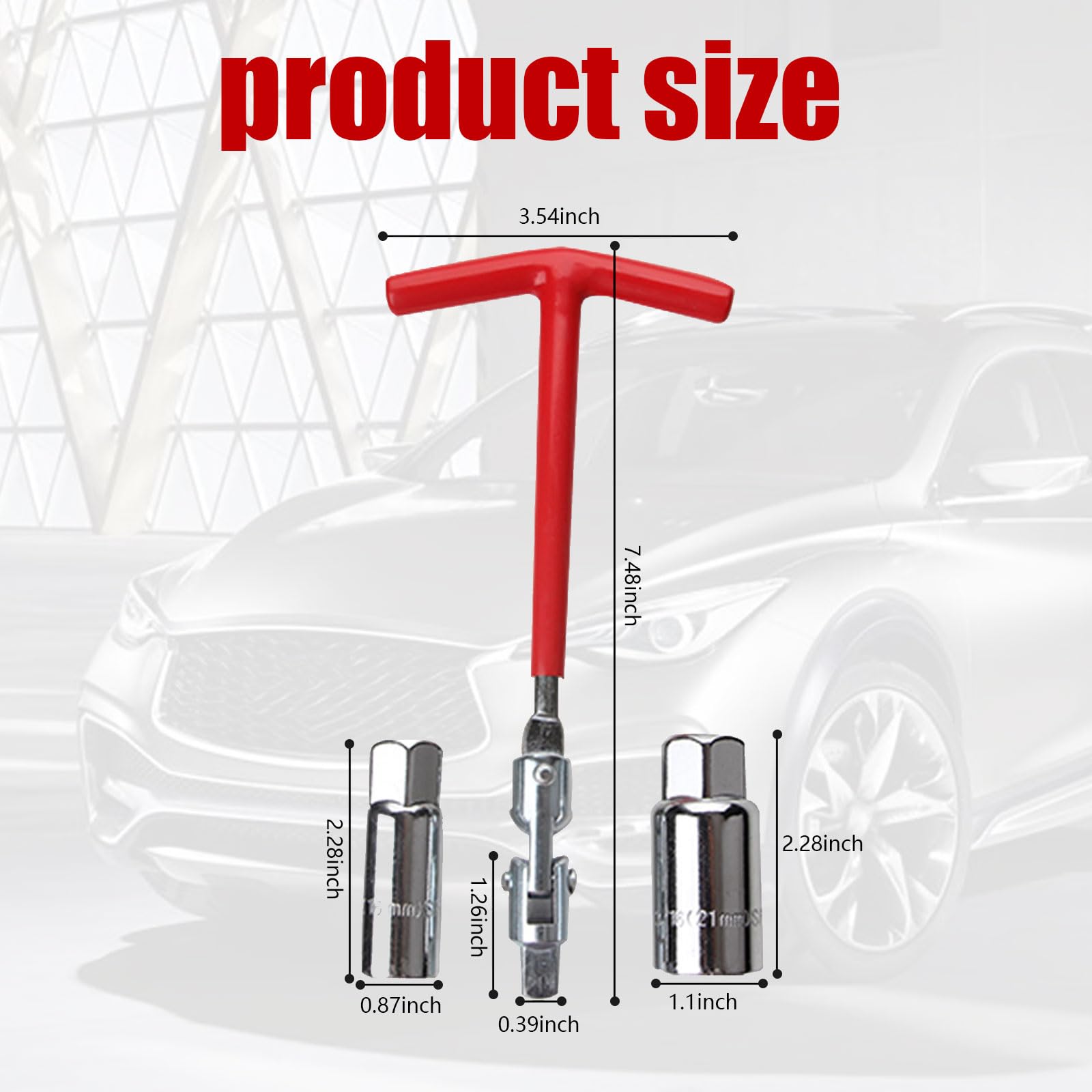 Yumfugu 3 PCS Car Spark Plug Socket, T-Handle Non-Slip Socket Set with 5/8