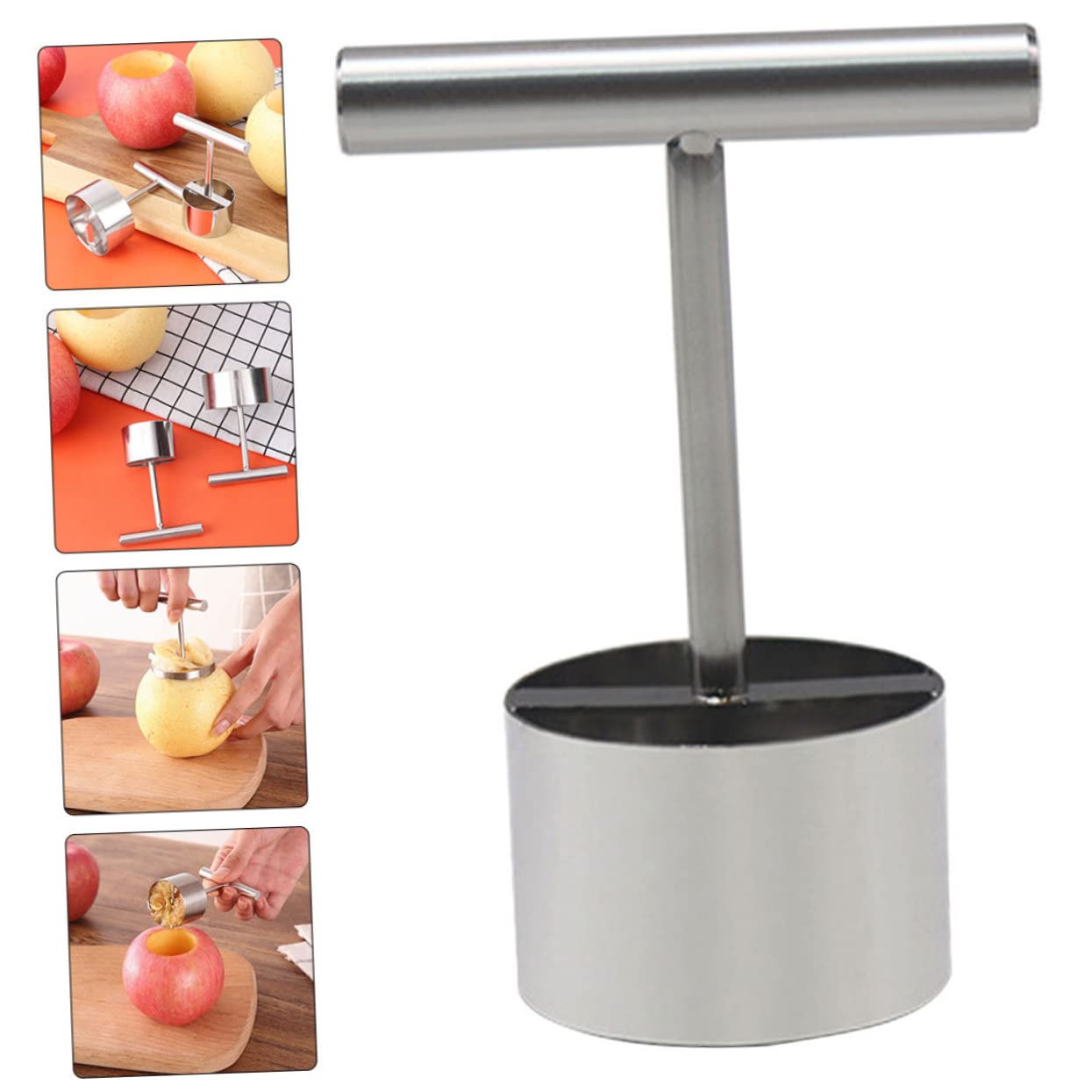 OUNONA 5piezas Herramienta Descorazonadora De Frutas De Acero Inoxidable Vaciador De Manzanas y Diseño Antideslizante Utensilio De Cocina Fácil De Usar y Limpiar Para Mayores y Manos