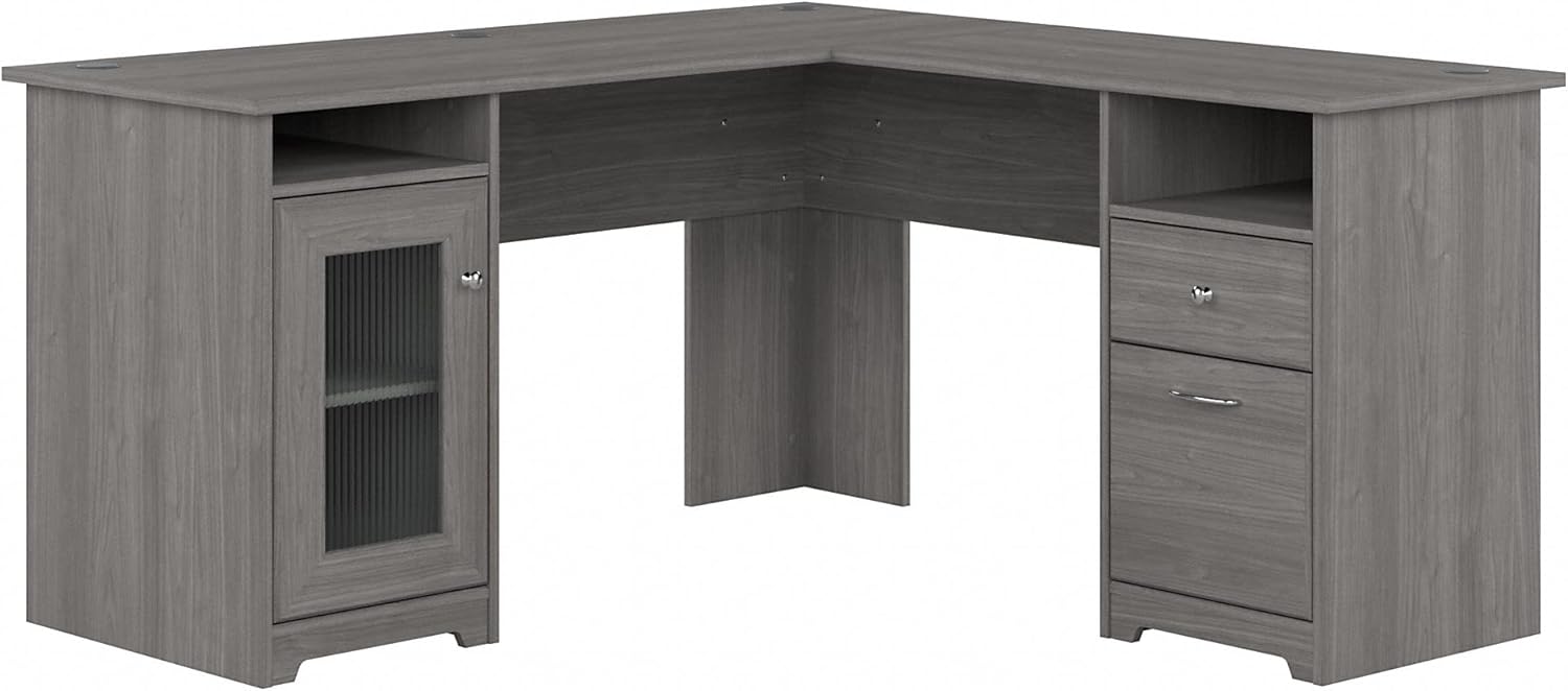 bush furniture cabot 60w l shaped computer desk in modern gray (missing pieces)