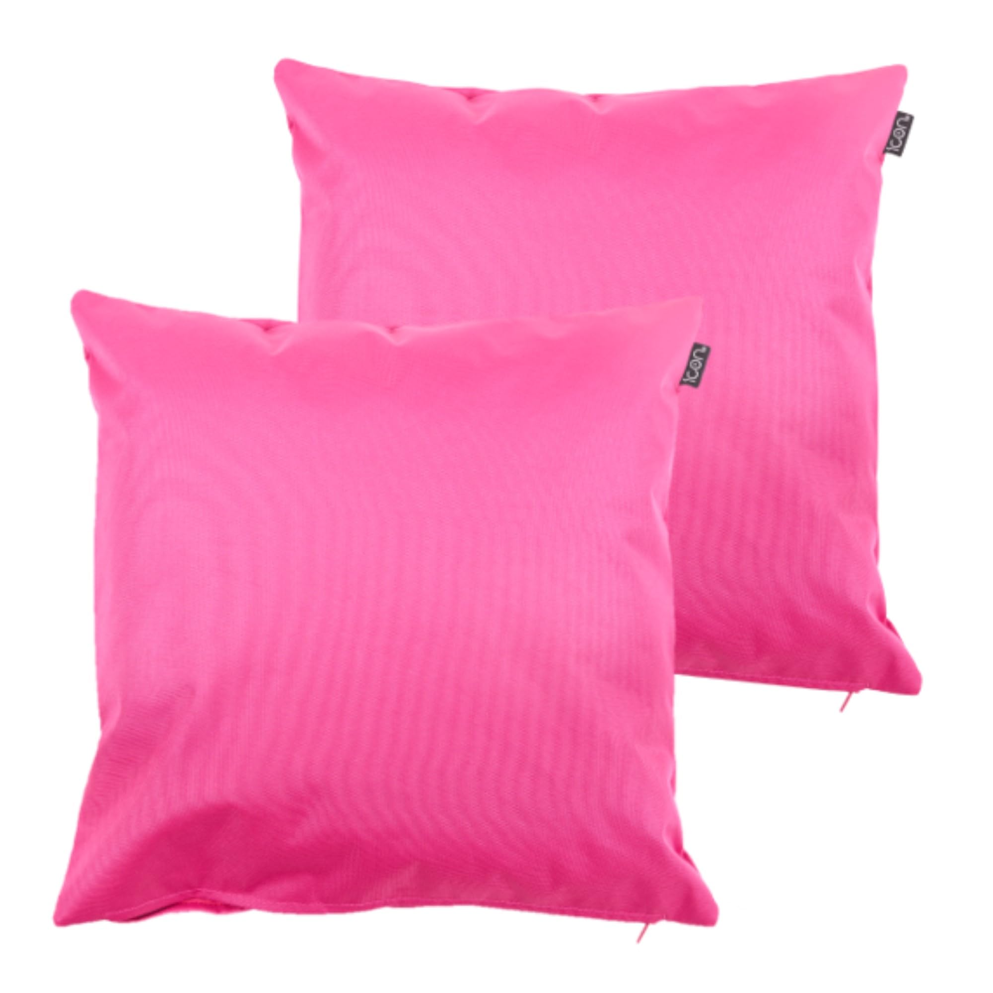 Bean Bag Bazaar Outdoor Cushions Filled, Plain Collection, Pink, Set of 2, 43cm x 43cm, Water Resistant, Pink Outdoor Cushions for Garden Furniture, Garden, Patio