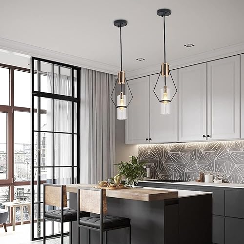 Lámpara colgante de cristal nórdico, lámpara colgante de una sola cabeza, lámpara de metal ajustable para isla de cocina, sobre fregadero y baño,