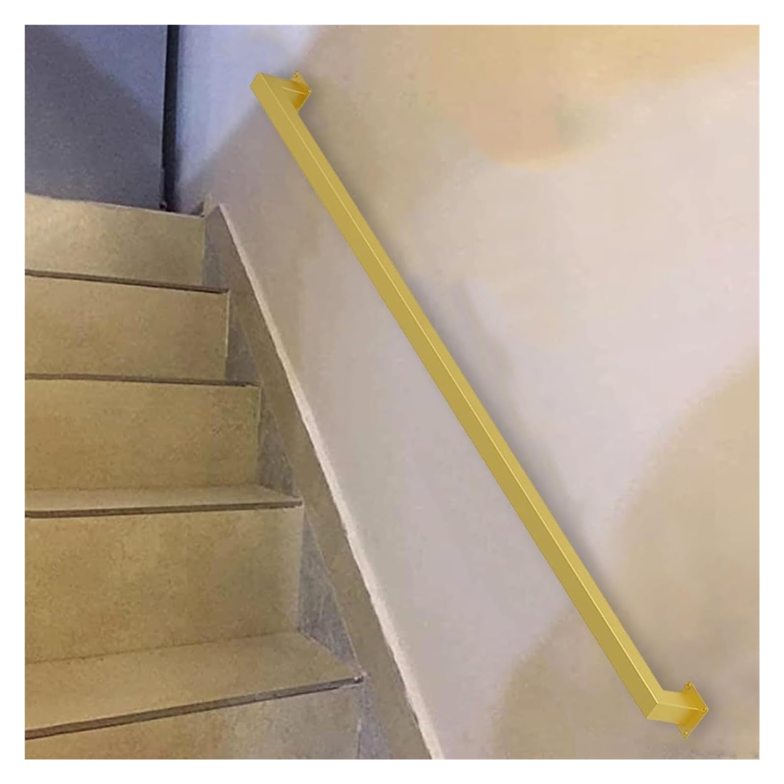 BESNUT Modern Stairs Handrail For Indoor And Outdoor | Wall Mounted Staircase Banister Rail Metal Wrought Iron Stair Railing Safety Support Rod | Gold (Size : 3.3 FT) (Size : L 80cm)