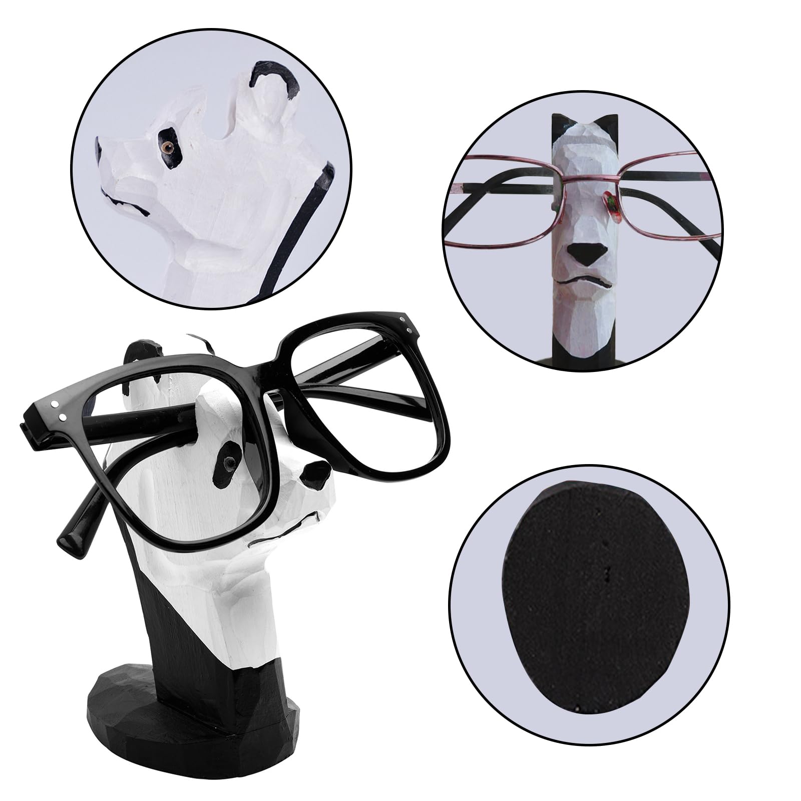 Soporte de Madera Anteojos Forma Animal Tallada a Mano, Soporte Gafas Panda para Casa Oficio Regalo