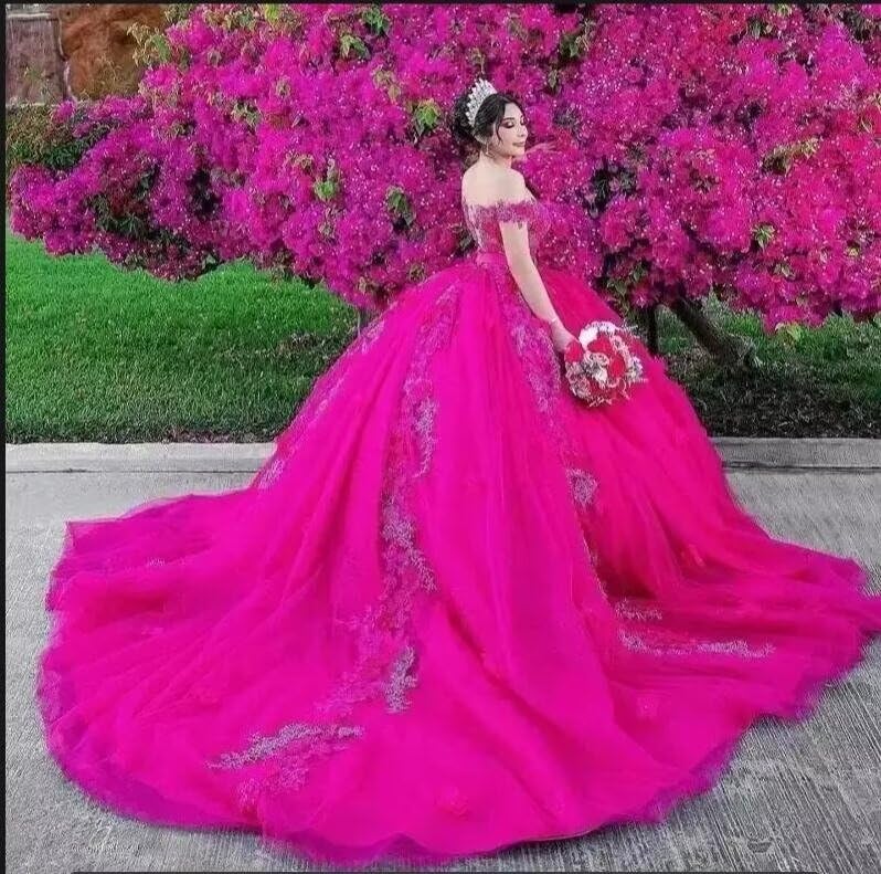 Plus Size Beading Off The Shoulder Floral Applique Quinceanera Dresses Flowers Prom Dress Ball Gown 20252
