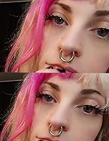 Vista 47 de Ocptiy 6G 8G 12G 14G 16G Anillos de tabique con bisagras Calibradores Túneles Tapones Pendientes Kit de estiramiento de acero quirúrgico con Juego