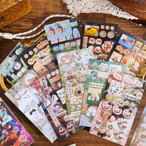 Image of Girl's Japanese Retro Sticker Book, 700+ Kawaii Old Showa Style Embroidered Stickers, Forest Story Theme for DIY Scrapbooking Journaling Handbook Decoration