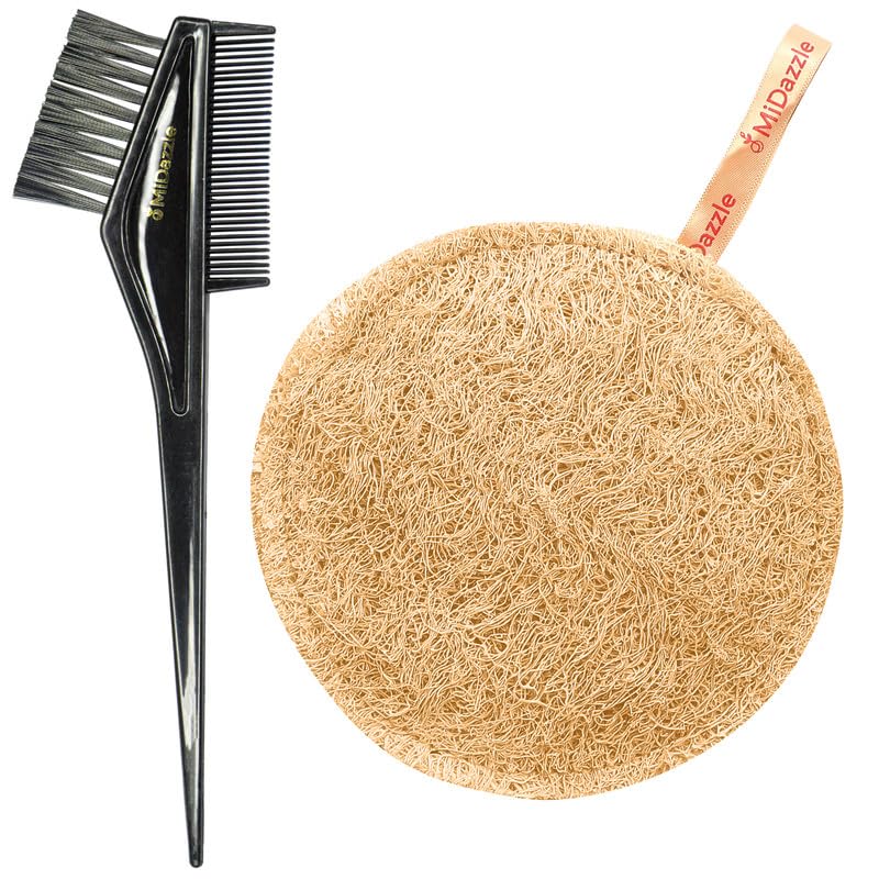 Midazzle 2 in 1 Hair Dye Brush With Natural Organic Loofah, Body Scrybber (Natural) - Set of 2-image-21
