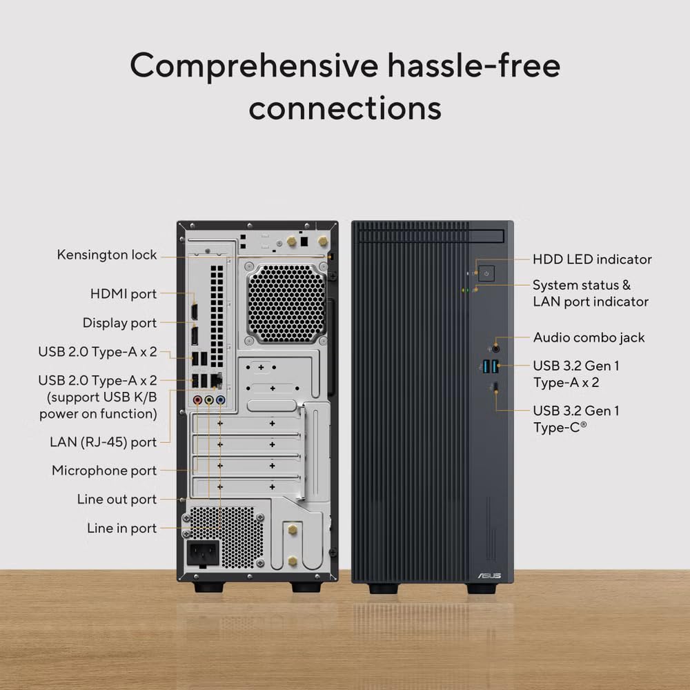 ASUS V500 Home & Business Desktop Computer Intel Core i7 (24MB Cache, up to 4.9GHz), 64GB RAM, 2TB PCIe SSD, Display Port, WiFi 6, HDMI, Keyboard and Mouse, 2-Monitor Support — view 2