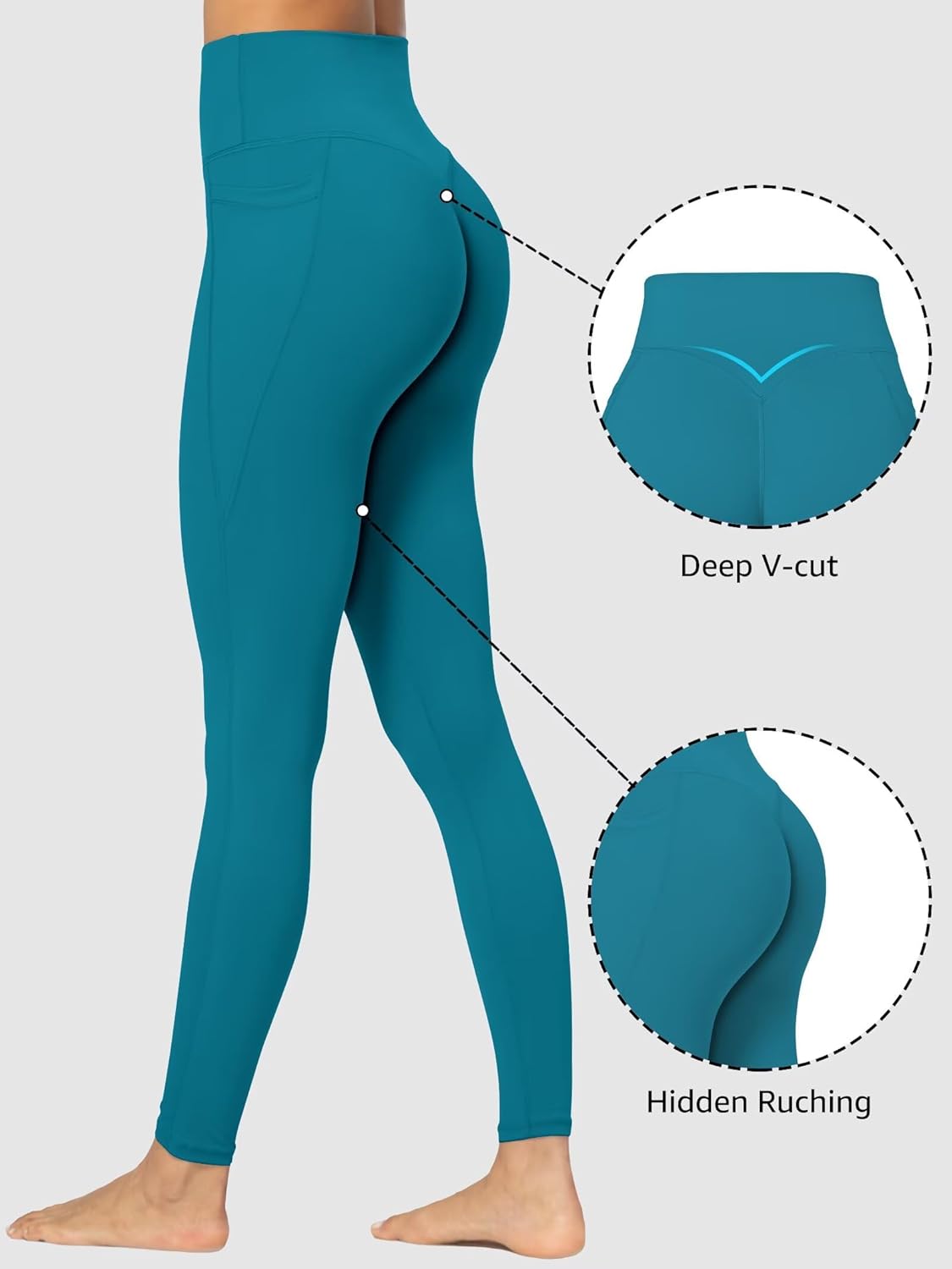Sunzfly Invisible Butt Scrunch Workout Leggings with Pockets for Women, No Front Seam Gym Yoga Pants with Tummy Control - Image 2