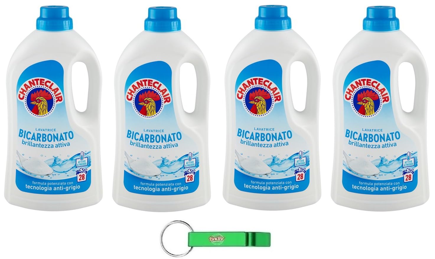 Chanteclair Lavatrice - Detergente líquido para lavadora (bicarbonato, 28 lavados, 1260 ml, incluye llavero)