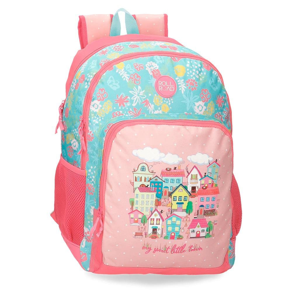 ROLL ROAD My little Town Mochila Escolar Doble Compartimento Rosa 33x44x17 cms Poliéster 24,68L