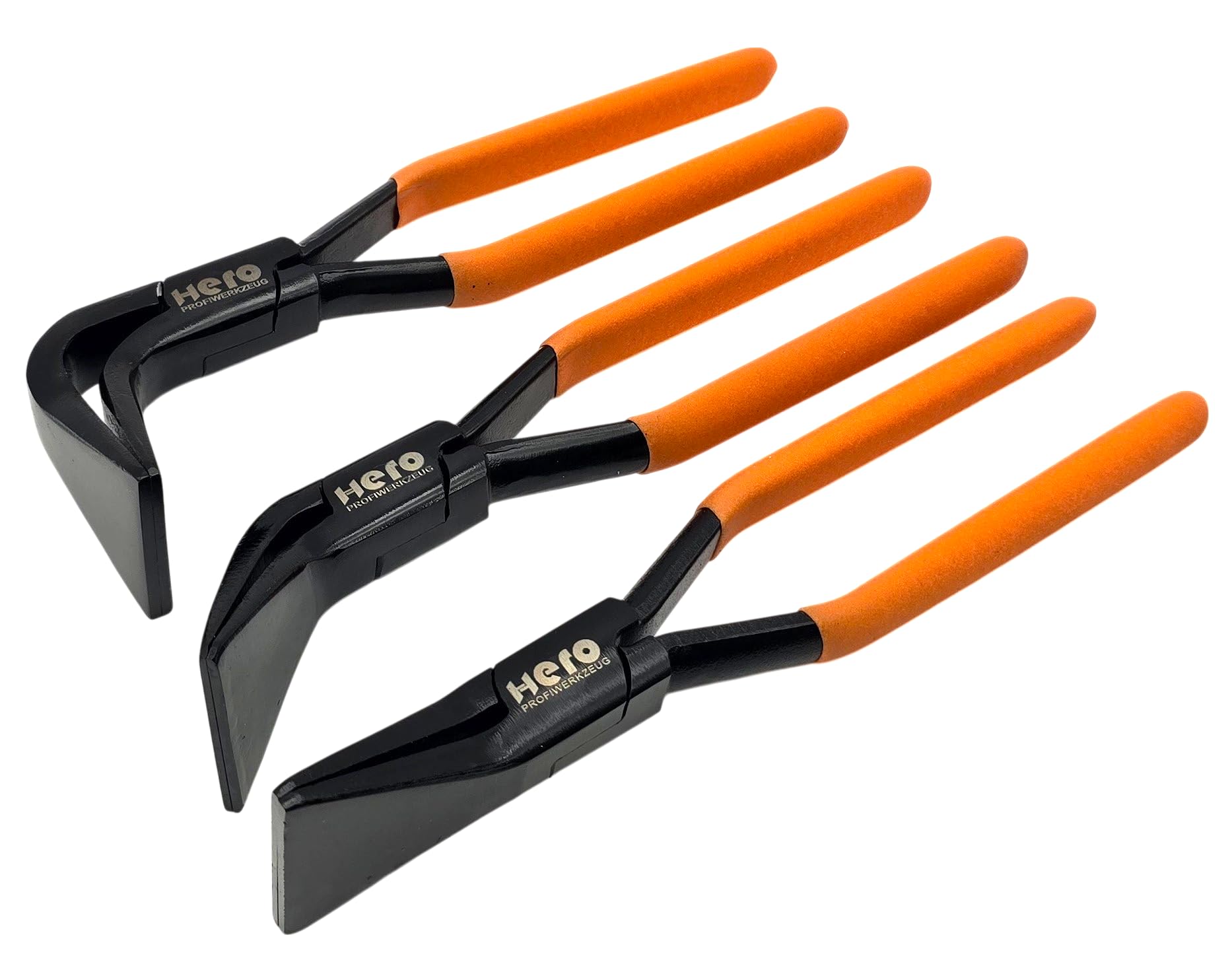 HERO Profi Falzzangen Set 3-tlg – Abkantzangen 0°, 45° & 90° für Dachdecker & Spengler – Präzise Blechbearbeitung mit Profi-Biegezangen – Inkl. Transportkoffer