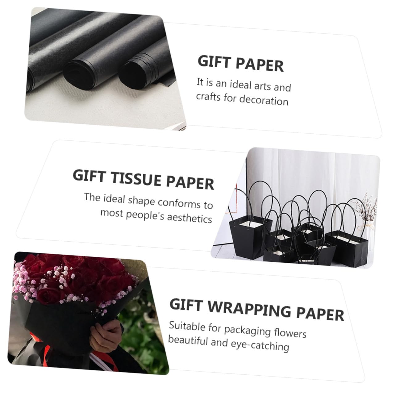 Operitacx Kraftpapierrolle Schwarz Für Blumensträuße Geschenkpapierrolle Aus Hochwertigem Papier Blumenverpackungspapier Dekorativ