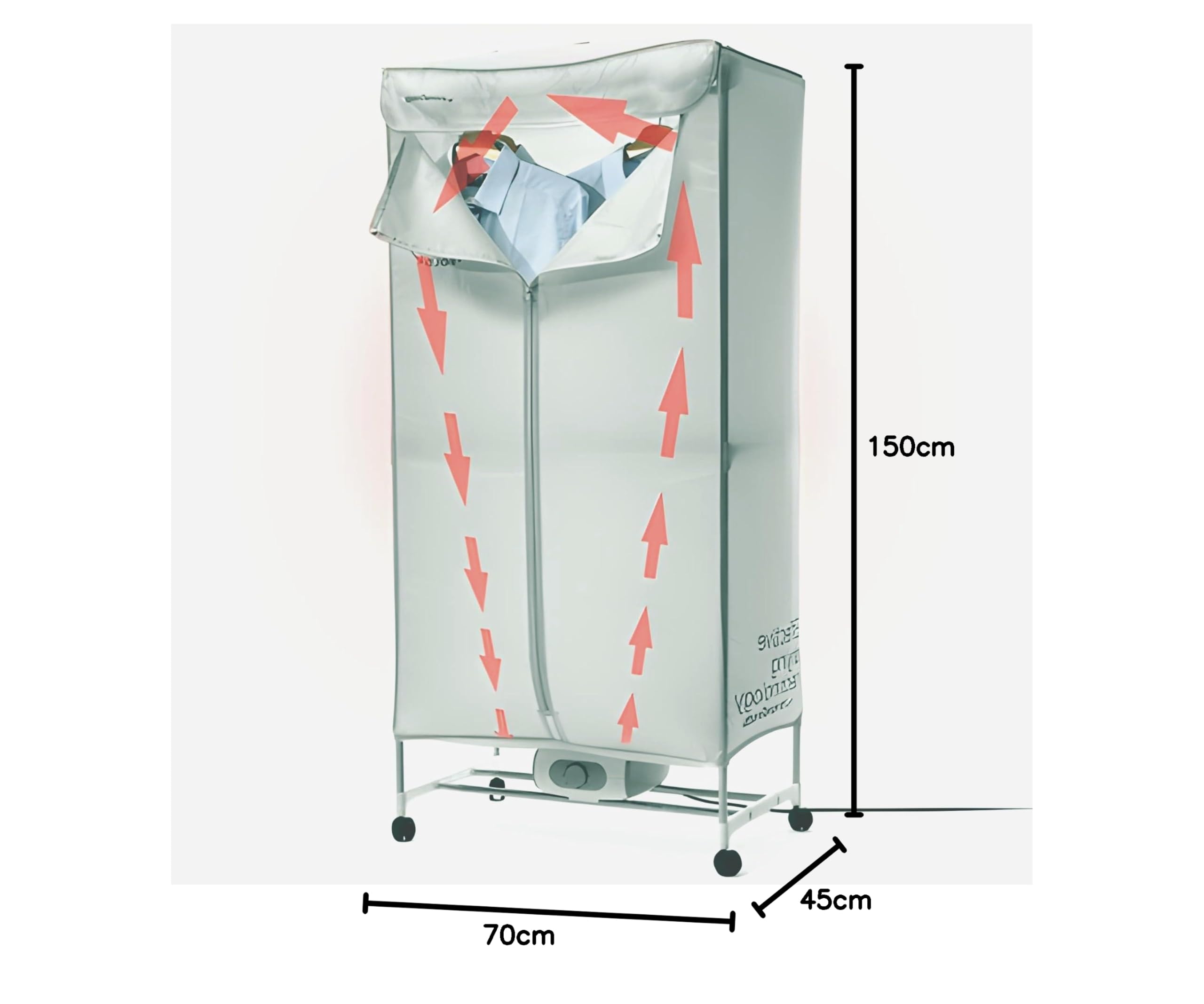 Bricoloco Secadora Eléctrica Portátil 1200 W y hasta 70 grados, 2 alturas y hasta 15 kgs de ropa - Antibacteriano-Solución ideal para Secar las prendas en invierno