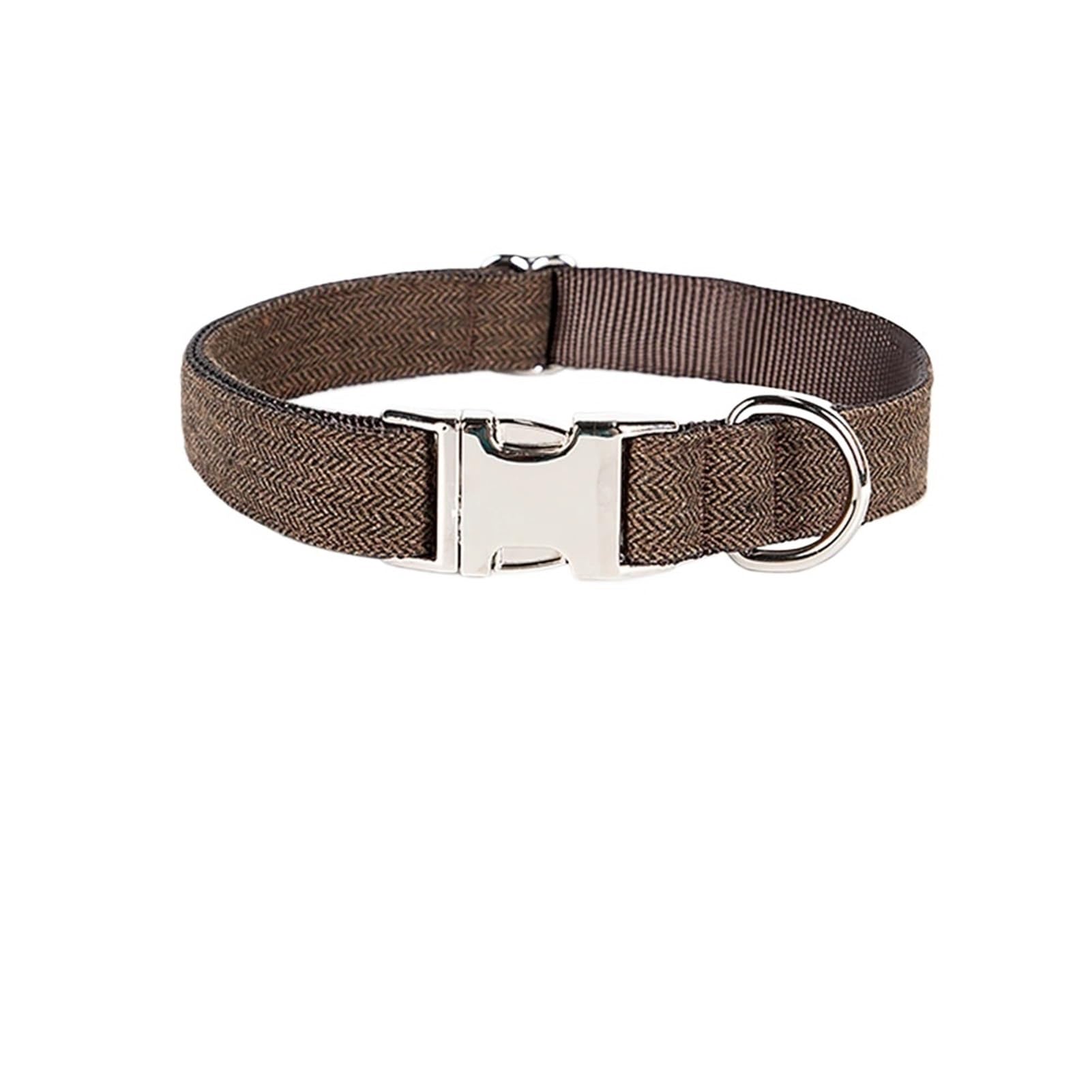 Collare per cani in nylon personalizzato, con targhetta identificativa incisa, collare per cani di taglia piccola, media e grande (caffè, L)