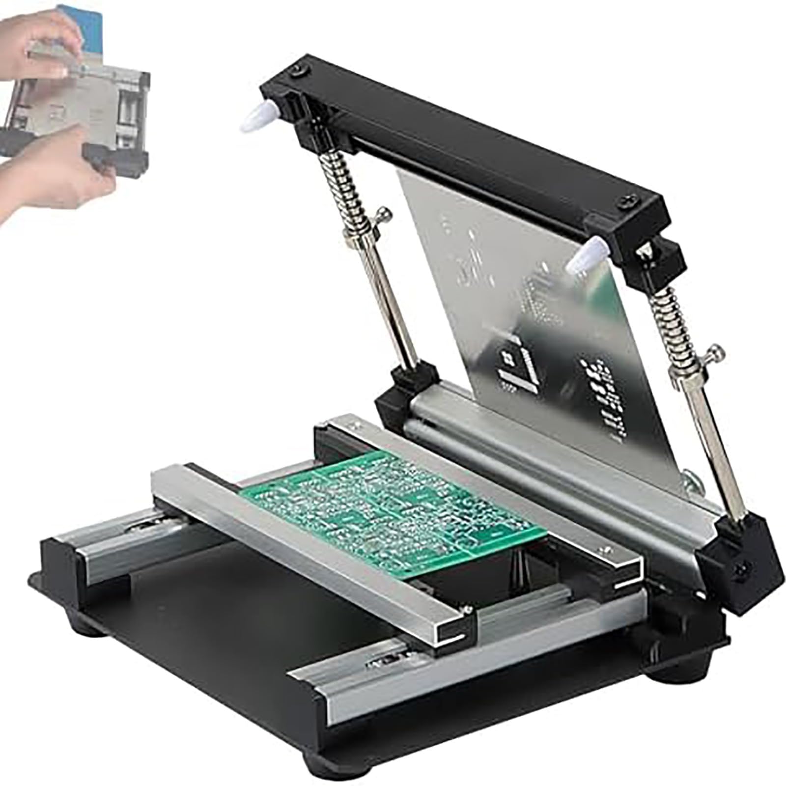 Pequeña estación de serigrafía manual, mesa de impresión de pasta de soldadura de malla de acero con grosor ajustable, impresora de plantillas PCB de alta precisión para montaje