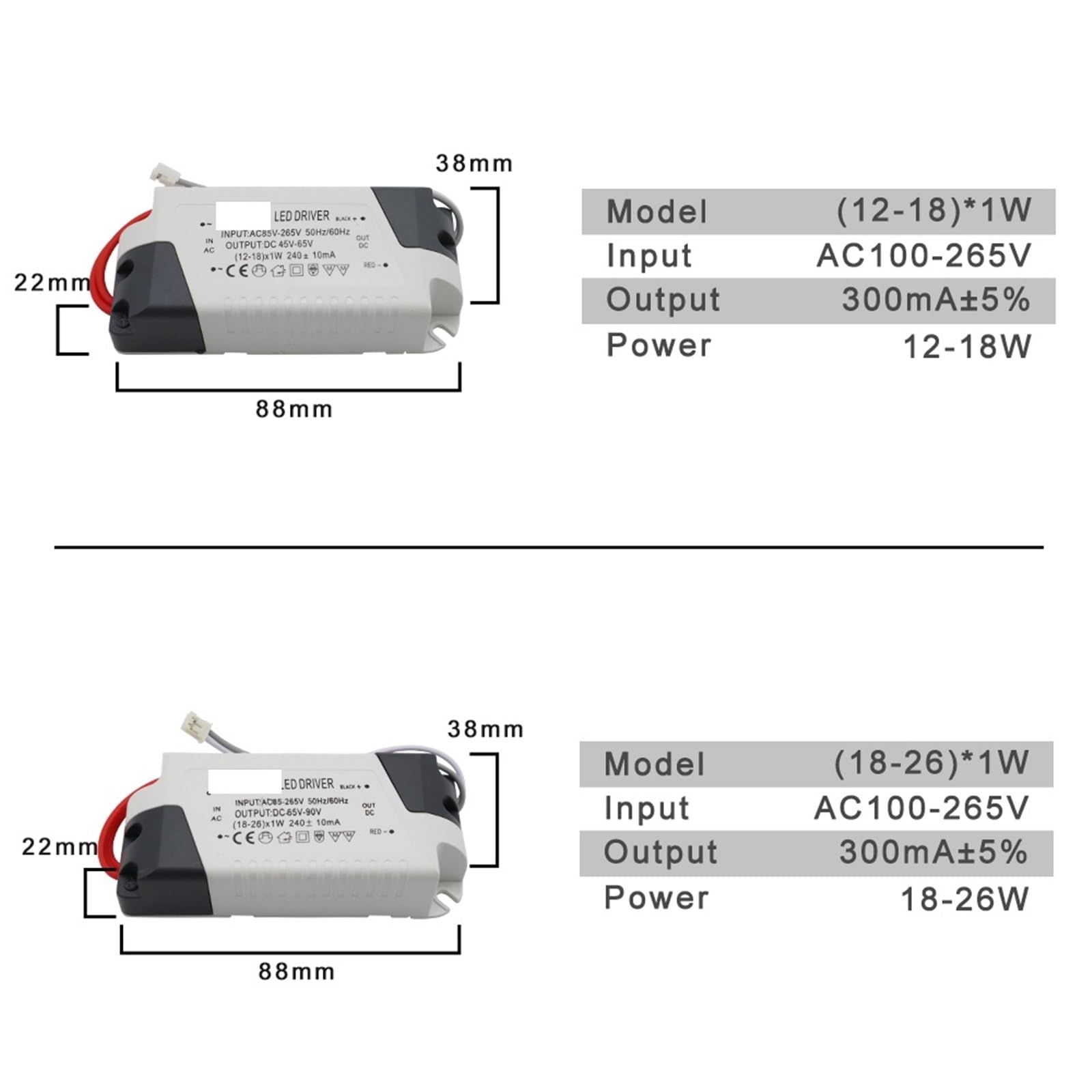 Sterownik LED 220 V, prąd stały, wyjście 300 mA/240 mA, zasilanie 1-50 W, zewnętrzny transformator oświetlenia sufitowego LED (18-26w)