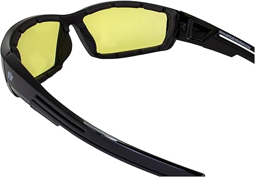 Miniatura 13 de Birdz Gafas de sol Swoop antiniebla acolchadas para motocicleta, marco negro con lente amarilla Claro