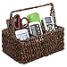 MyGift Brown Hand Woven Seagrass 4 Compartment Home Storage Basket/Rustic Organizer Bin w/Handle