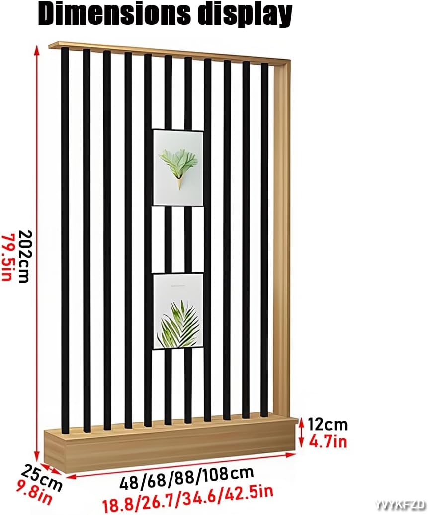 Elegant Wood Room Divider Screen, Freestanding Privacy Display Shelf & Storage Rack, Space-Saving Wall Divider for Home, Office & Studio (White & Black, 18.8"x9.8"x79.5")